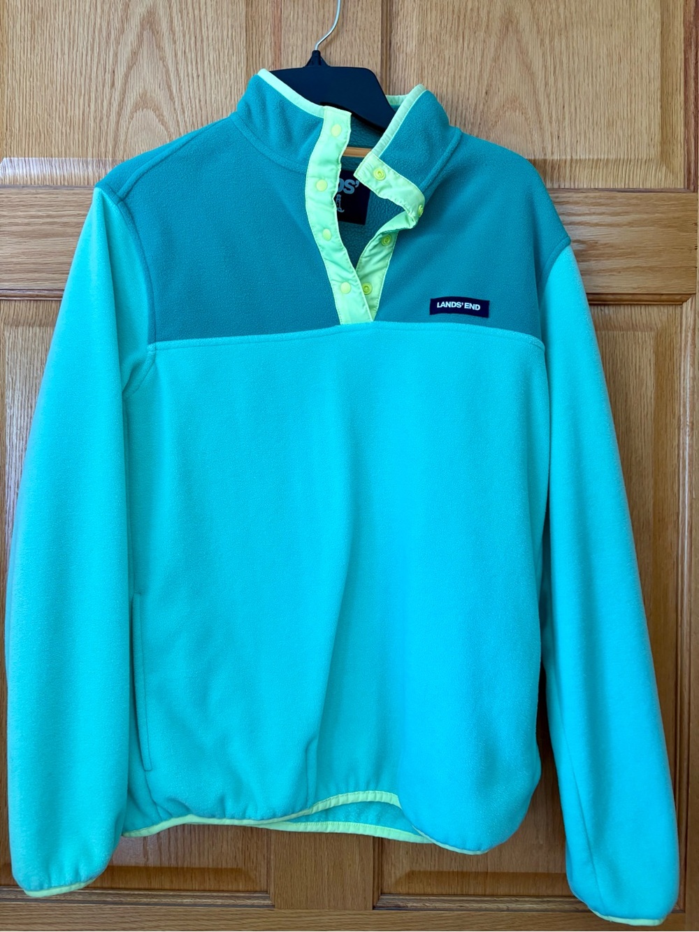 Lands' End women’s light mint -Snap-Front Fleece Zip-Up